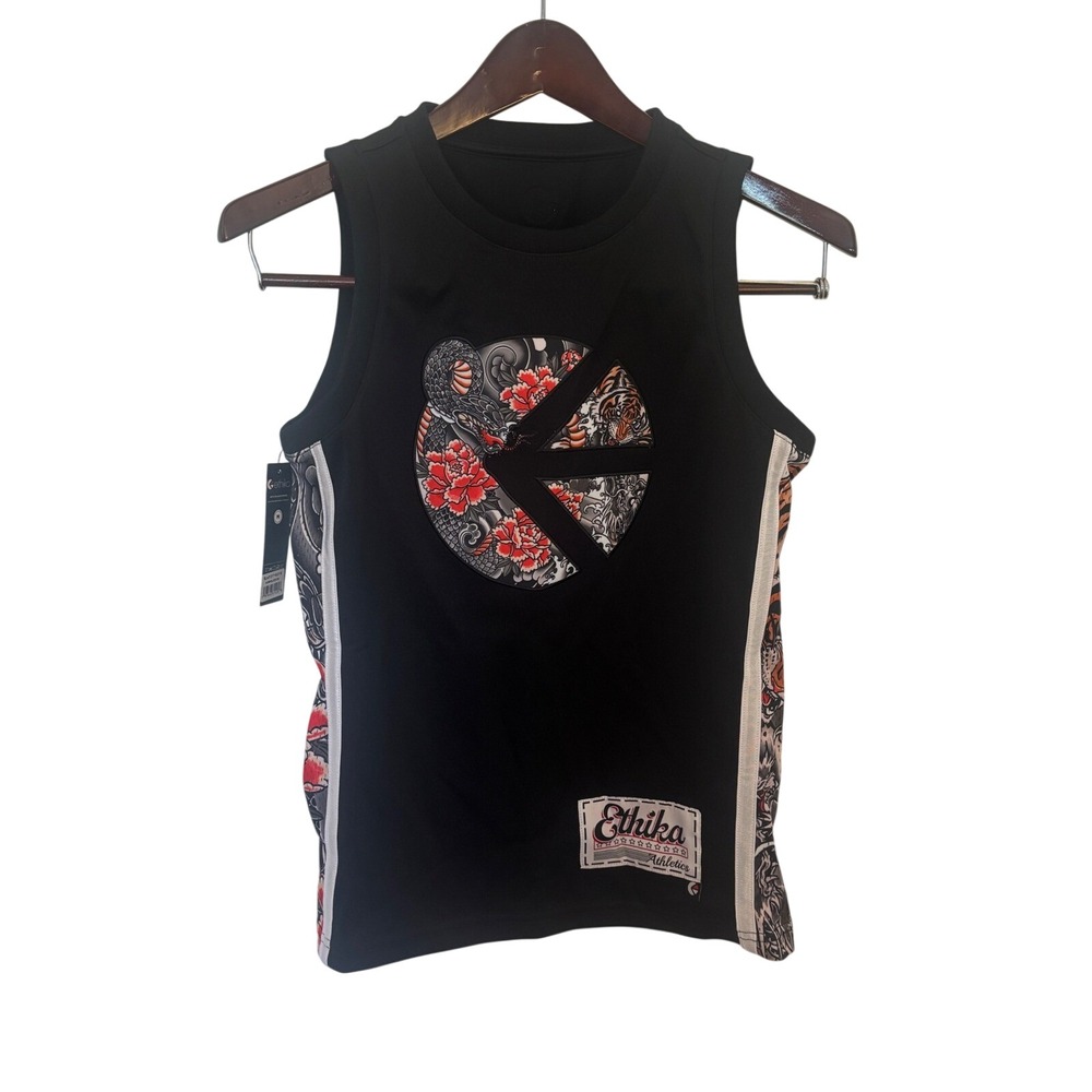 Ethika Basketball Jersey Boys Medium Black NWT Tiger Snake Floral Streetwear
